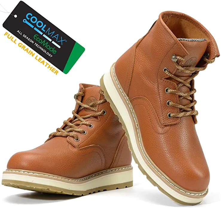 CK308 - 6'' Non-slip Water Resistant EH Safety Boots Soft Toe -Tan/Pu Sole