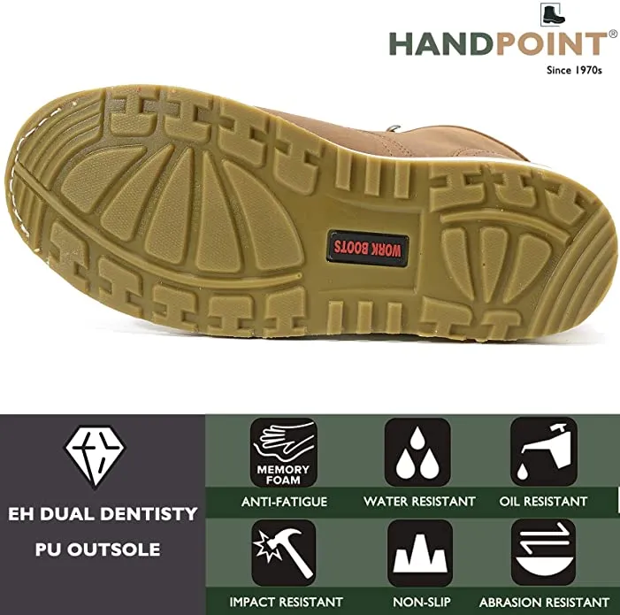 CK308 - 6'' Non-slip Water Resistant EH Safety Boots Soft Toe -Tan/Pu Sole