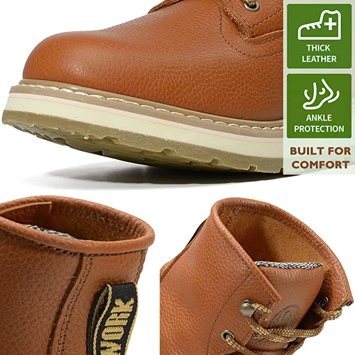CK308 - 6'' Non-slip Water Resistant EH Safety Boots Soft Toe -Tan/Pu Sole
