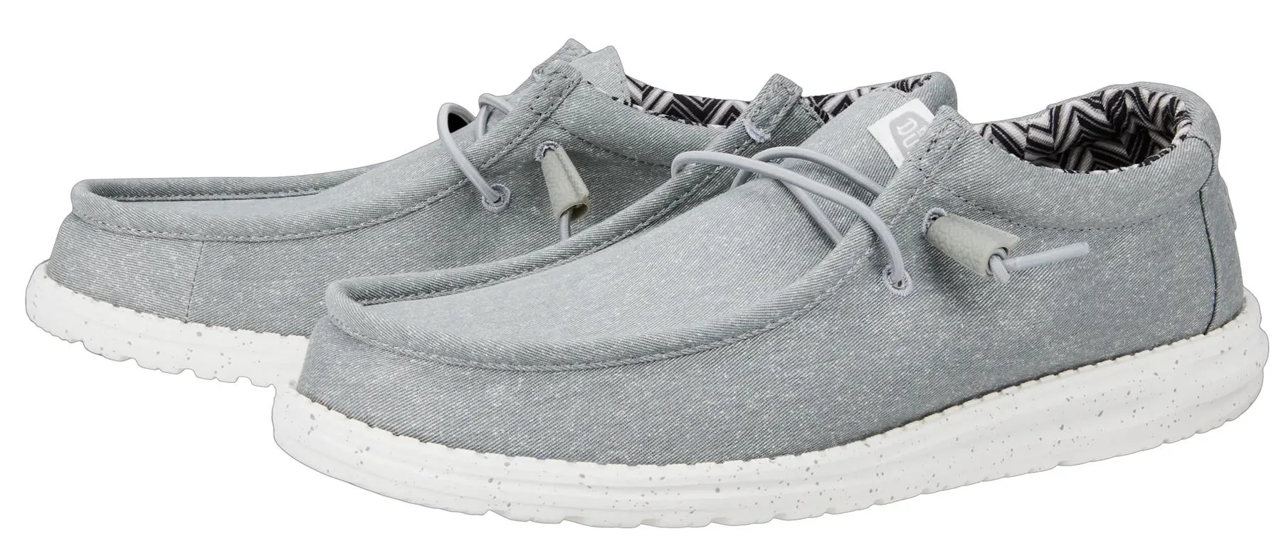 Hey Dude Wally Light Grey Canvas Mens Lace Up Shoes