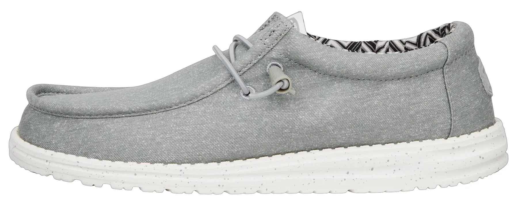 Hey Dude Wally Light Grey Canvas Mens Lace Up Shoes