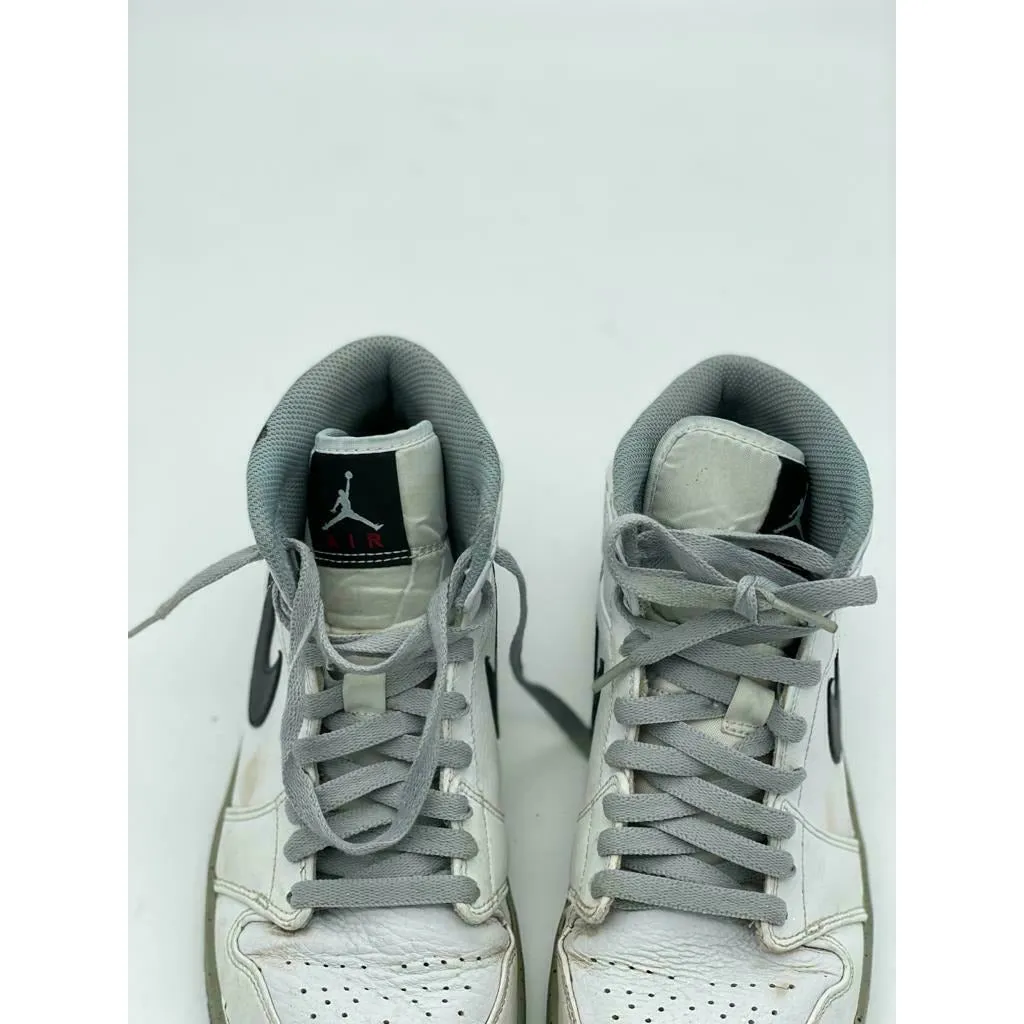 Nike Air Jordan Retro 1 Mid White Cement White Grey Red Size 8