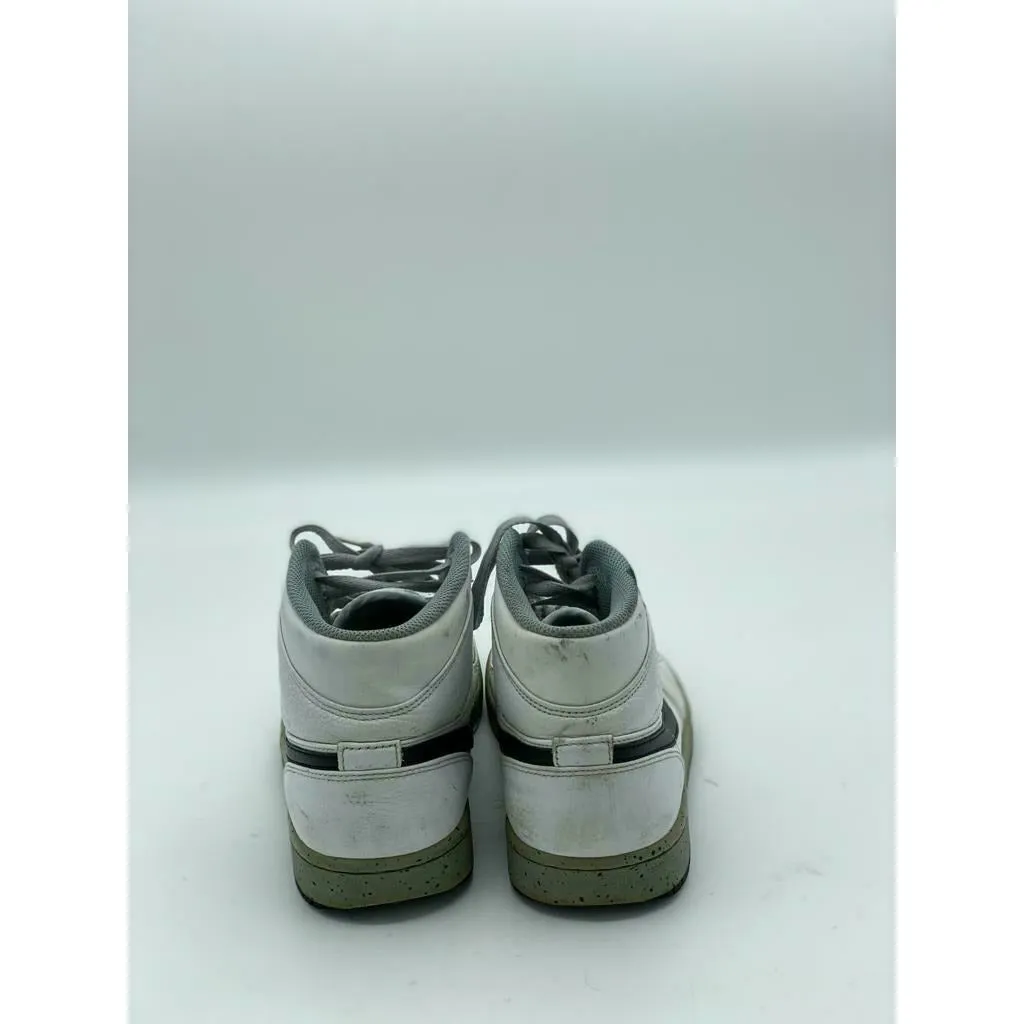 Nike Air Jordan Retro 1 Mid White Cement White Grey Red Size 8