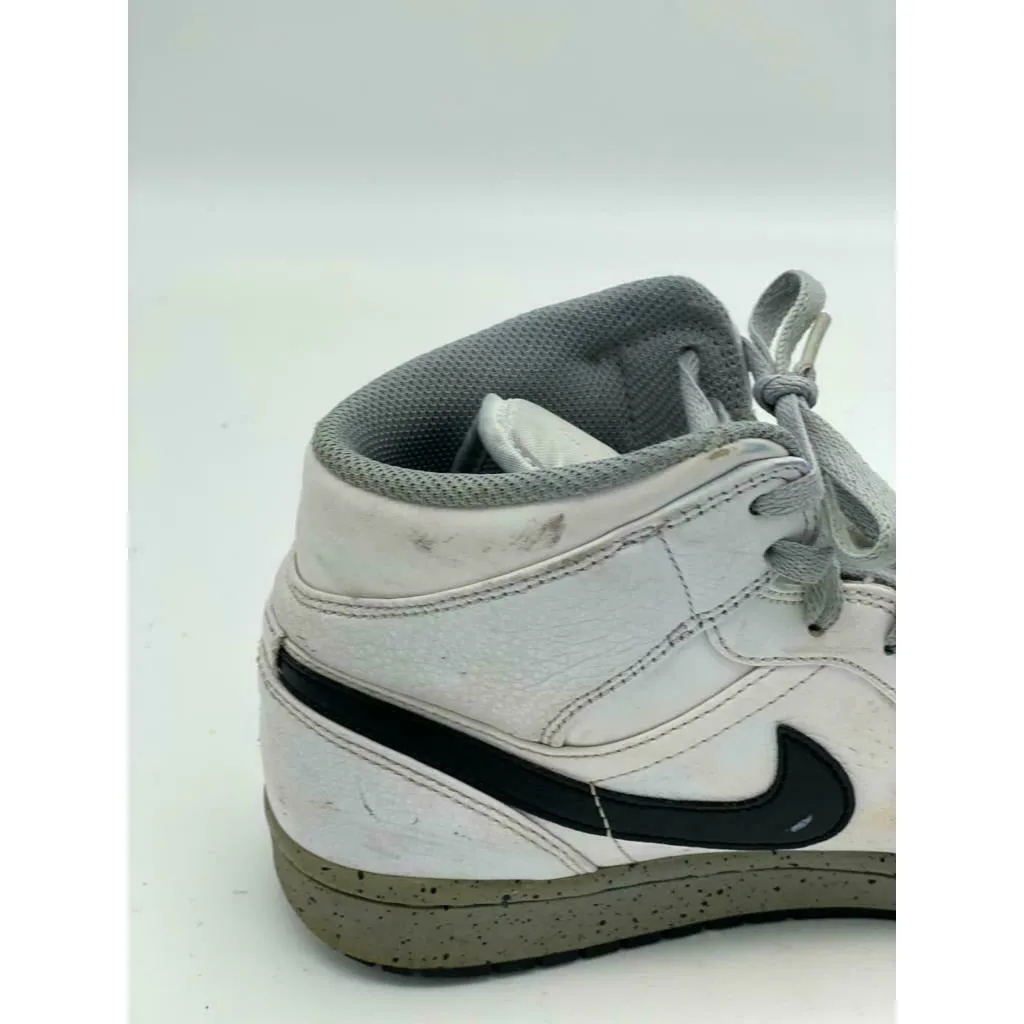 Nike Air Jordan Retro 1 Mid White Cement White Grey Red Size 8