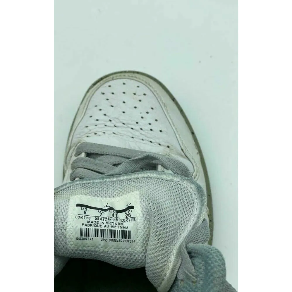 Nike Air Jordan Retro 1 Mid White Cement White Grey Red Size 8