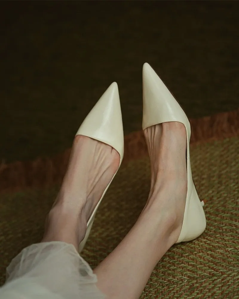 Solid Low Heel Pointed toe Heels