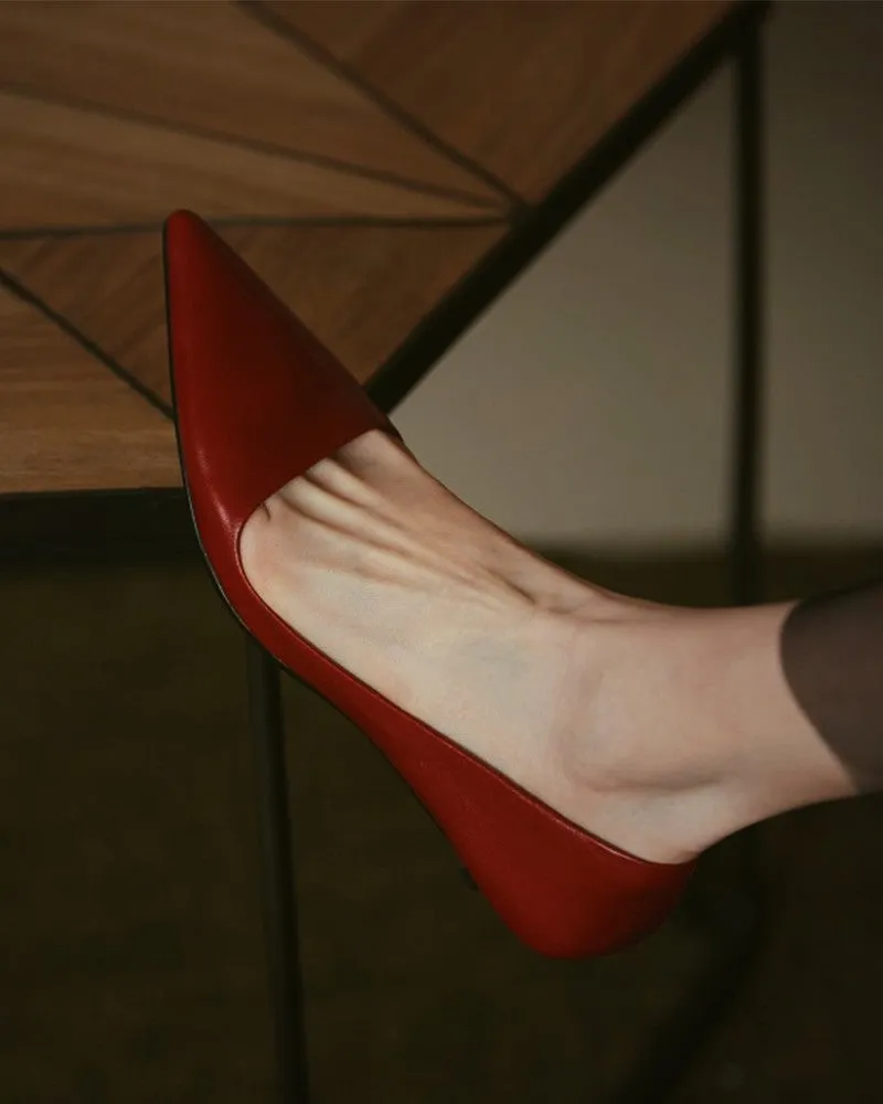 Solid Low Heel Pointed toe Heels