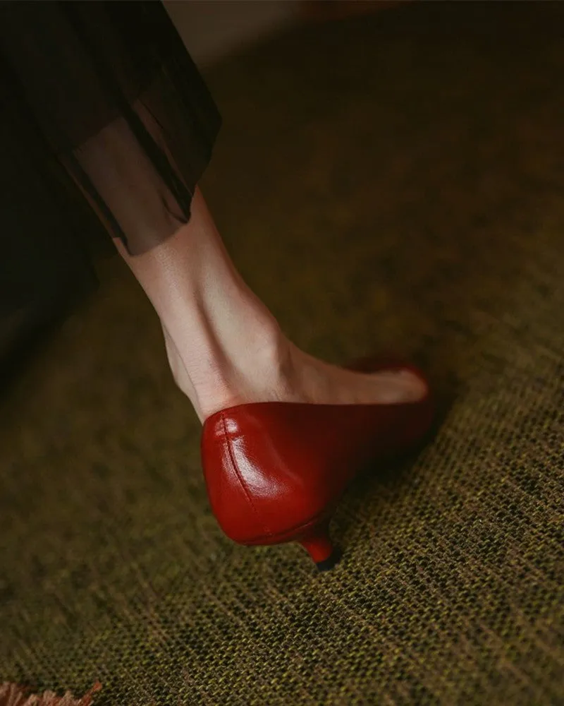 Solid Low Heel Pointed toe Heels